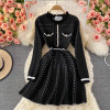 Hepburn Style Celebrity Versatile Black Knitting Dress