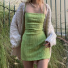 Harajuku Strap Knitted Bodycon Green Dress