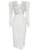 Winter Fashion White Lace Midi Dress