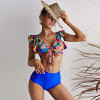 Floral Ruffled Bikinis 2 Pieces Swimsuit