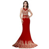 Lace Applique Zipper Mermaid Real Photo Crystal Long Formal Party Dress
