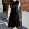 Red Korean Fashion Long Sleeve Bottomed Knitted Mini Dress