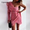 Office Lady Puff One-shoulder Backless Dress