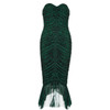 Sleeveless Green Print Pleated Bodycon Bandage Fishtail Dress