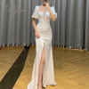 Vintage Elegant Slit Satin Long Party Dress
