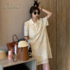 Short Sleeve Loose Casual White Lace Beach Dress
