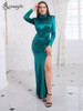 Ruched Slit Side With Shoulder Pad Bodycon Formal Evening Dress 