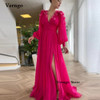 Elegant Hot Pink Tulle Prom Dresses 