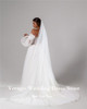 A Line Tulle Lace Sequin Wedding Dresses 