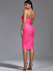 Crystal Celebrity Bandage Dress Women Pink Bodycon Dress