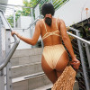 Bikini Set Vintage Striped Push Up High Waist Swim Wear Bathing Suit 