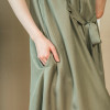 Solid Color Mid-Sleeve Lapel A-Line Knee-Length Dress 