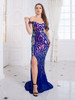 Off Shoulder Padded Geometric Stretch Sequin Party Dress 