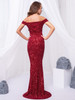  Off the Shoulder Sleeveless Floor Length Mermaid Gown Red Sky Blue