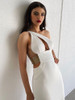  One Shoulder Backless Hollow Out White Midi Bandage Dress 