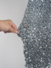 Long Sleeve Train Cut Out Stretch Sequin Evening Night Party Dress ,