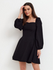 Puff Sleeve Square Neck Party Casual Solid Slim Mini Dress 