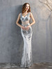 Women See-through Beads Long Party Dress .