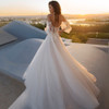 Long Sleeve Princess Ball Gown Lace Appliques Wedding Dress 