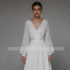 Beach White Chiffon Wedding Gown .