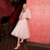 Blush Pink Short Wedding Dresses A Line Puff Tulle 