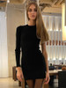 Solid Hollow Out Mini Bodycon Long Sleeve Breasted Dress 