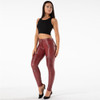 Faux Leather Pants Women Zipper Dec Thermal Running Leggings 