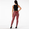 Faux Leather Pants Women Zipper Dec Thermal Running Leggings 