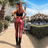 Skinny Leather Pants Red Women Trousers 