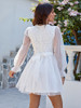  Office Lady Wrap V-neck Puff Sleeves Mini Tulle Dress A-line Vestido