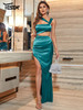 Cut Out Cami Backless Party Clothes Evening Split Elegant Long Green Dress