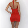 Red Mesh Bodycon Dress with Lining Backless Summer Women Dress 