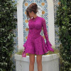 Summer Long Sleeve Lace Party Elegant Mini Sexy A Line Backless Dress 