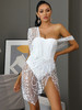  Rose White Straless Sling Cross Style Glitter Glued Material Party Dress 
