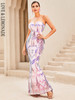  Purple Tube Top Sleeveless Open Back Geometric Fishtail Party Maxi Dress 