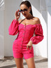 Strapless Pink Bubble Long Sleeve Fit Playsuit 