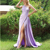  Criss-Cross Satin Trumpet Floaty Long Prom Party Evening Dress Ball Gowns