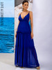 Blue Deep V-Neck Sleeveless Backless A-Line Stretch Party Maxi Dress 