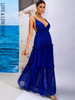 Blue Deep V-Neck Sleeveless Backless A-Line Stretch Party Maxi Dress 