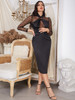 Rayon Backless Slim Lace Full Sleeve Club Knee Length Dress