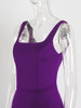 Purple Sleeveless Stretch Party Maxi Square Collar Front Split Bodycon Evening Night Dress