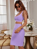  Lilac Bodycon skirt and top set matching sets For Club Party