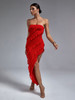 Maxi Long Party Women Ruffle Red Bodycon Dress 