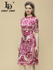 Floral print Short sleeve Vintage Slim Party Midi Dresses