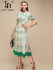 Designer Short sleeve Elegant Flower Print A-line Midi Dresses