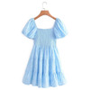 Boho Inspired blue cotton eyelet summer dress 