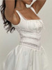 Boho Inspired white lace trim mini dress 
