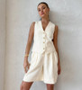 Boho Inspired Summer Cotton Linen Vest Tops Shorts 2-Piece Suit 