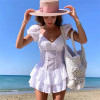 BOHO INSPIRED eyelet white cotton mini summer dress 