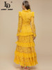Flare Sleeve Lace Hollow out Embroidery Vintage Party Long Dresses
